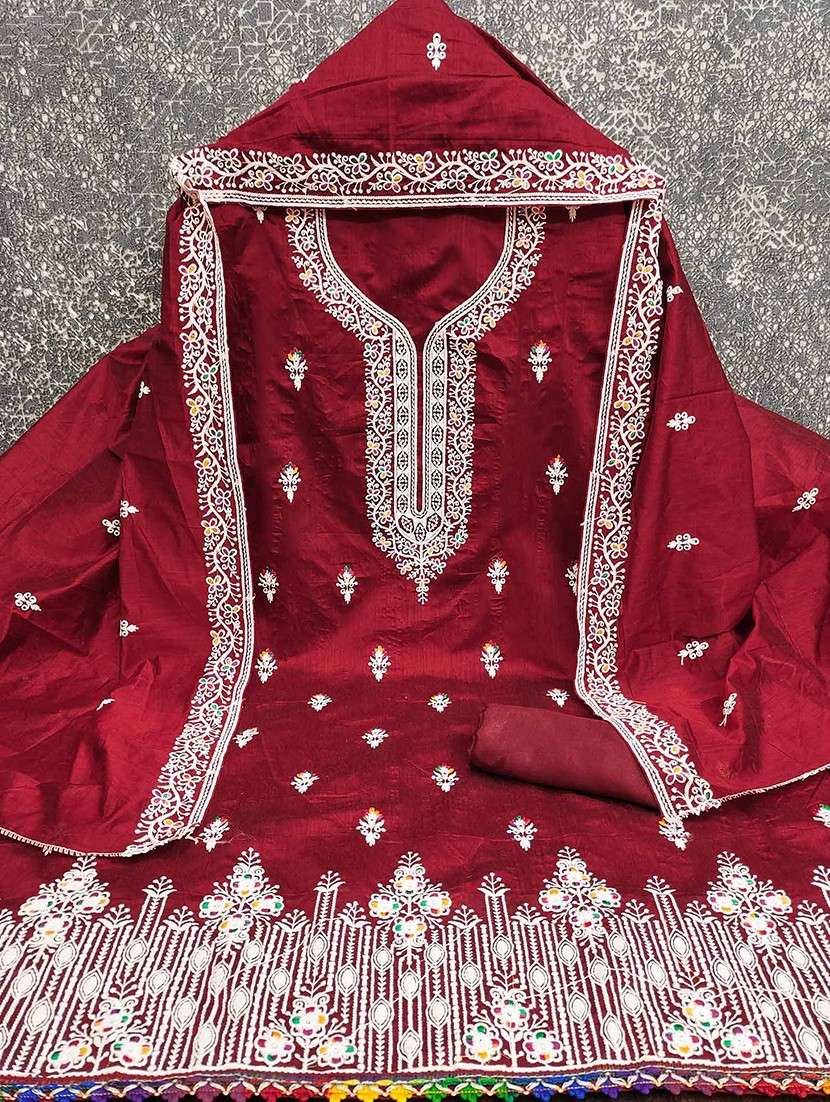 women solid with work unstitched suit set - 22141249 -  Standard Image - 1