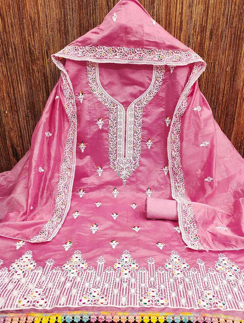 women solid with work unstitched suit set - 22141252 -  Standard Image - 1