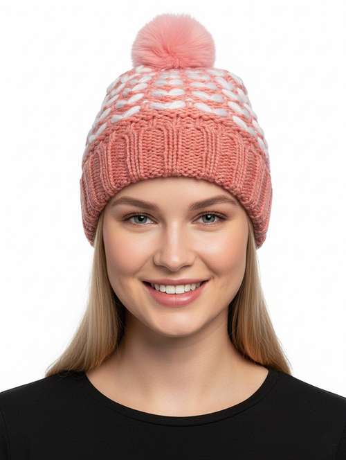 women self design winter cap - 22141269 - Standard Image - 0