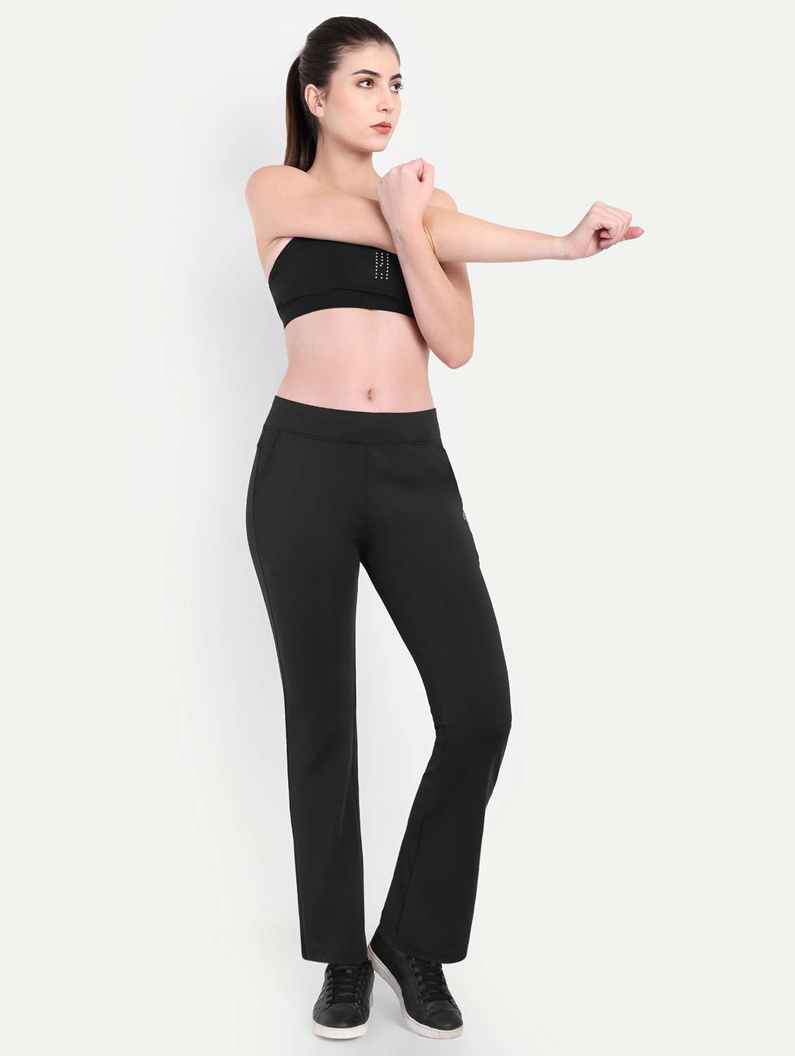 women solid mid rise ankle length yoga pant - 22141283 - Standard Image - 4
