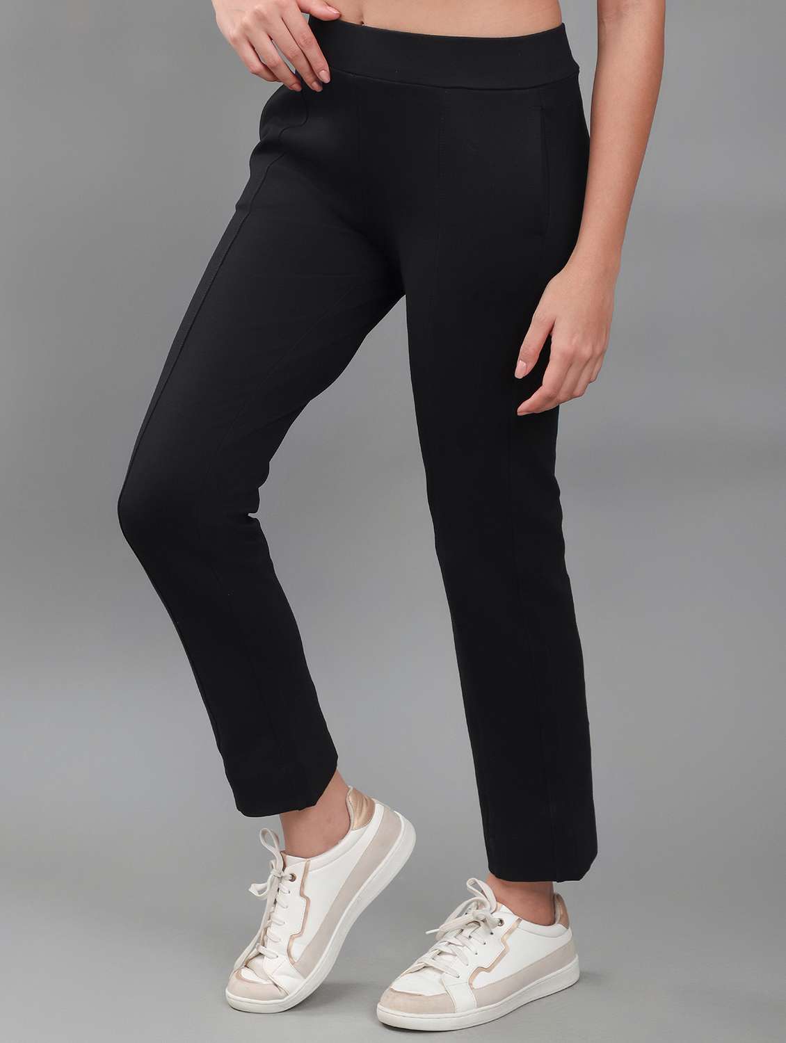 women solid mid rise track pant - 22141287 - Standard Image - 1