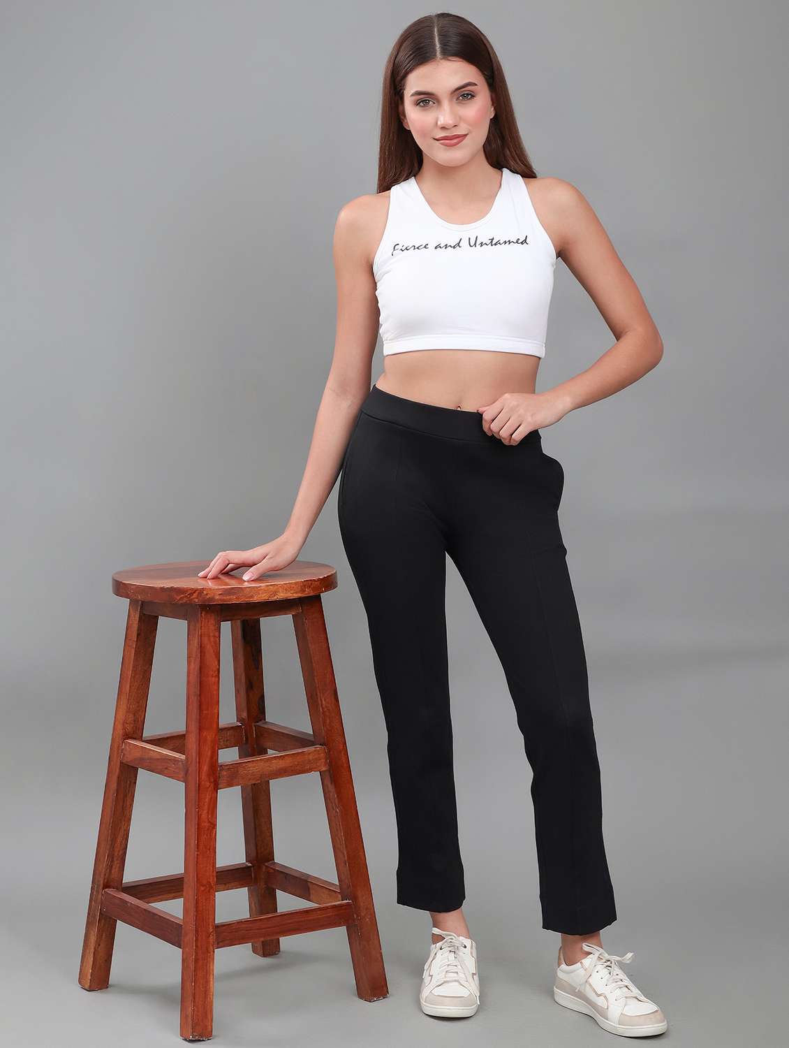 women solid mid rise track pant - 22141287 - Standard Image - 4