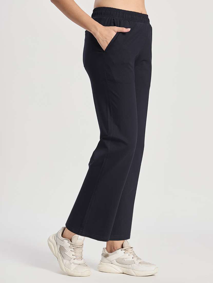 women solid mid rise track pant - 22141288 - Standard Image - 1