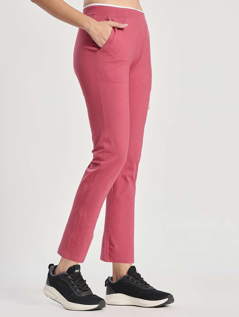 women solid mid rise track pant - 22141289 - Standard Image - 1