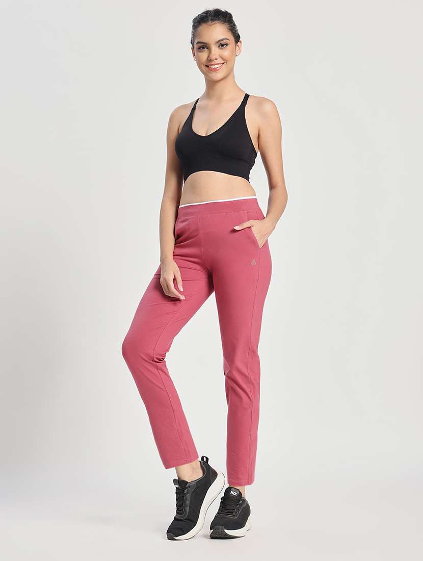 women solid mid rise track pant - 22141289 - Standard Image - 4