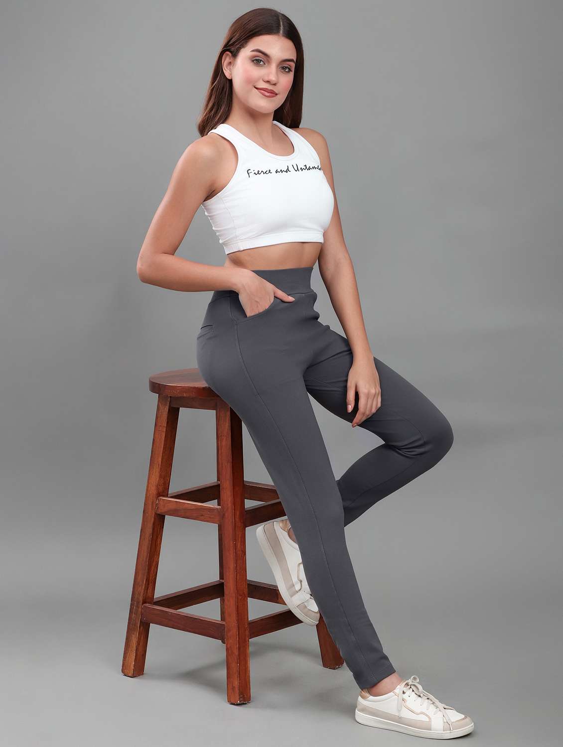 women solid mid rise track pant - 22141290 - Standard Image - 4