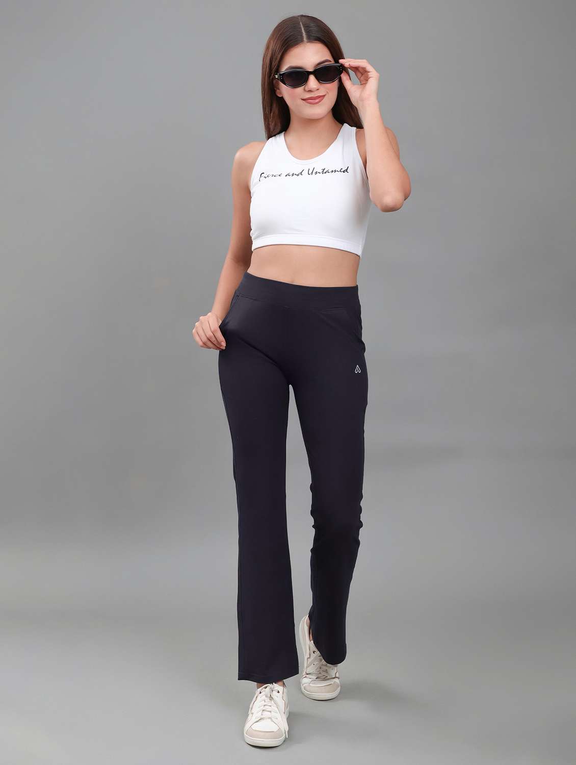 women solid mid rise track pant - 22141291 - Standard Image - 4