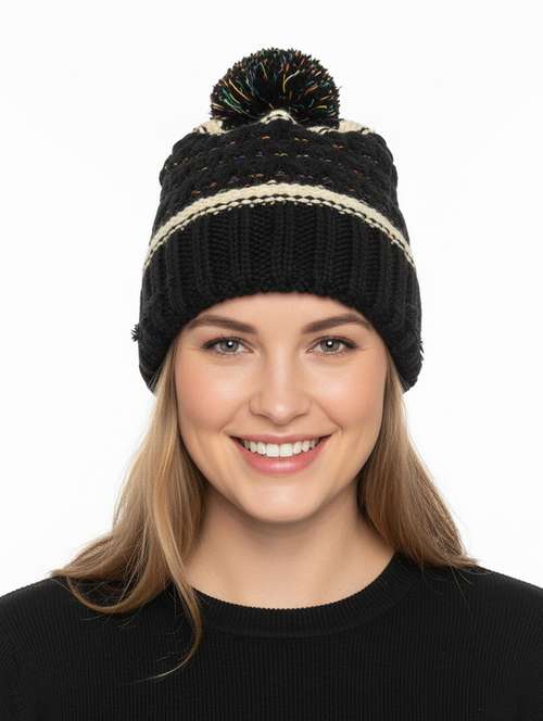 women self design winter cap - 22141293 -  Standard Image - 0