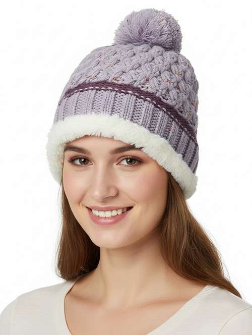 women self design winter cap - 22141294 -  Standard Image - 0
