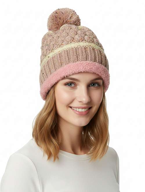 women self design winter cap - 22141296 -  Standard Image - 0