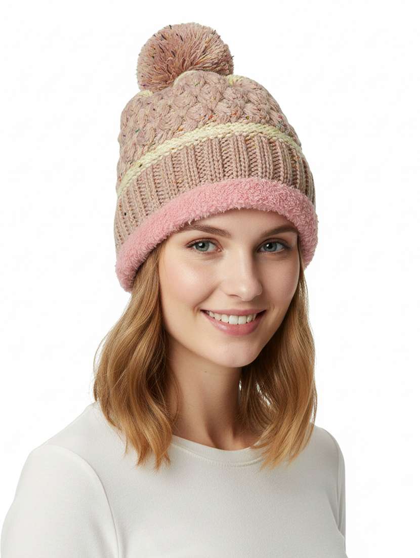 women self design winter cap - 22141296 -  Zoom Image - 0