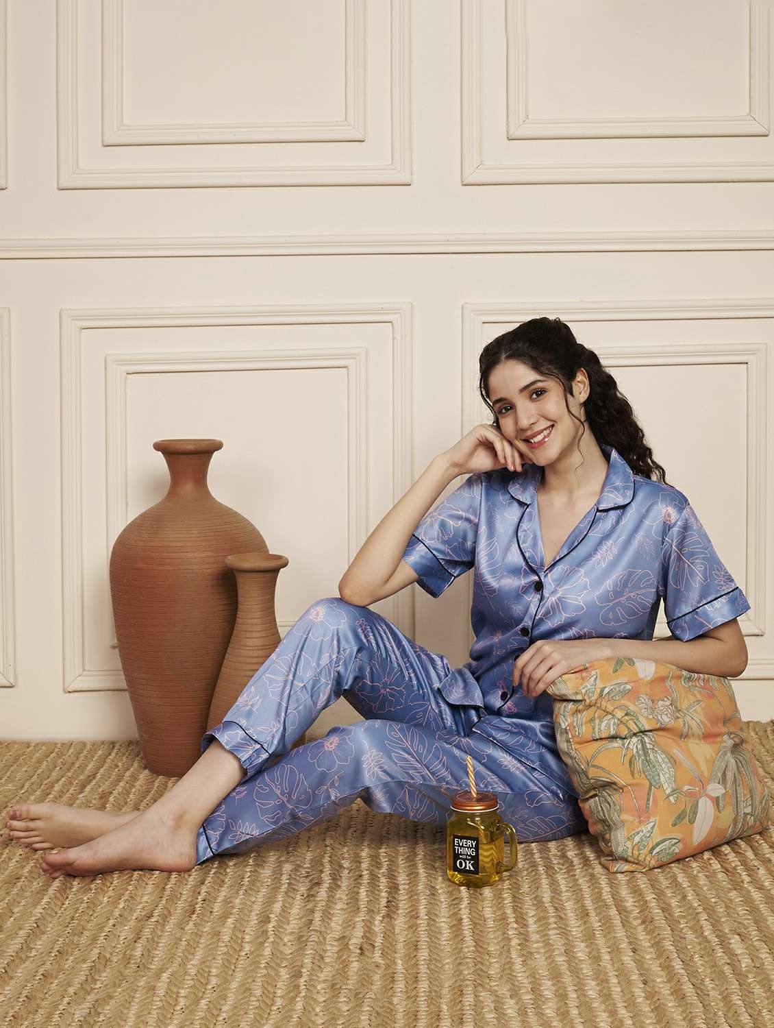 women printed nightwear pyjama set - 22141308 - Standard Image - 1