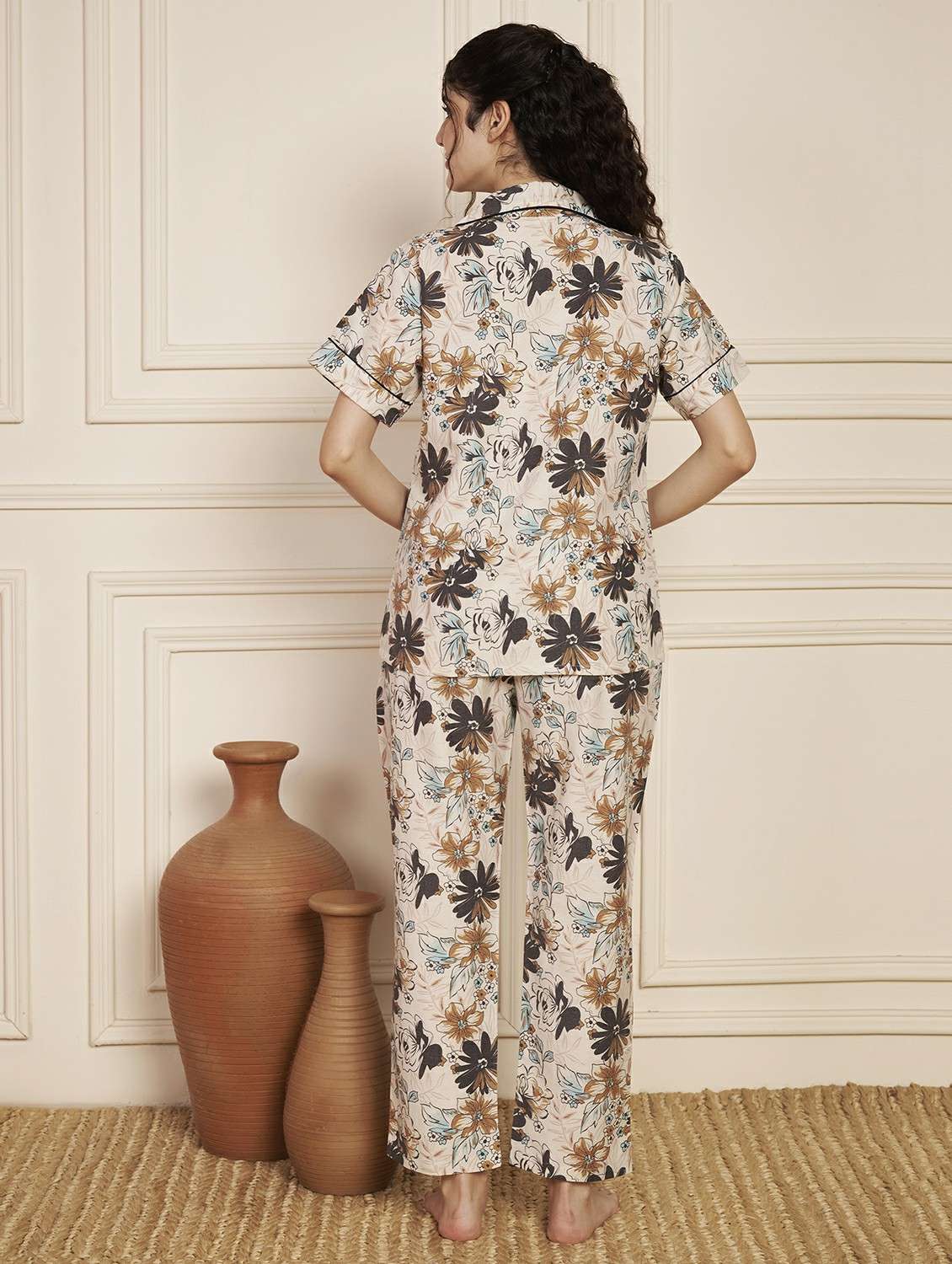 women printed nightwear pyjama set - 22141311 -  Standard Image - 4