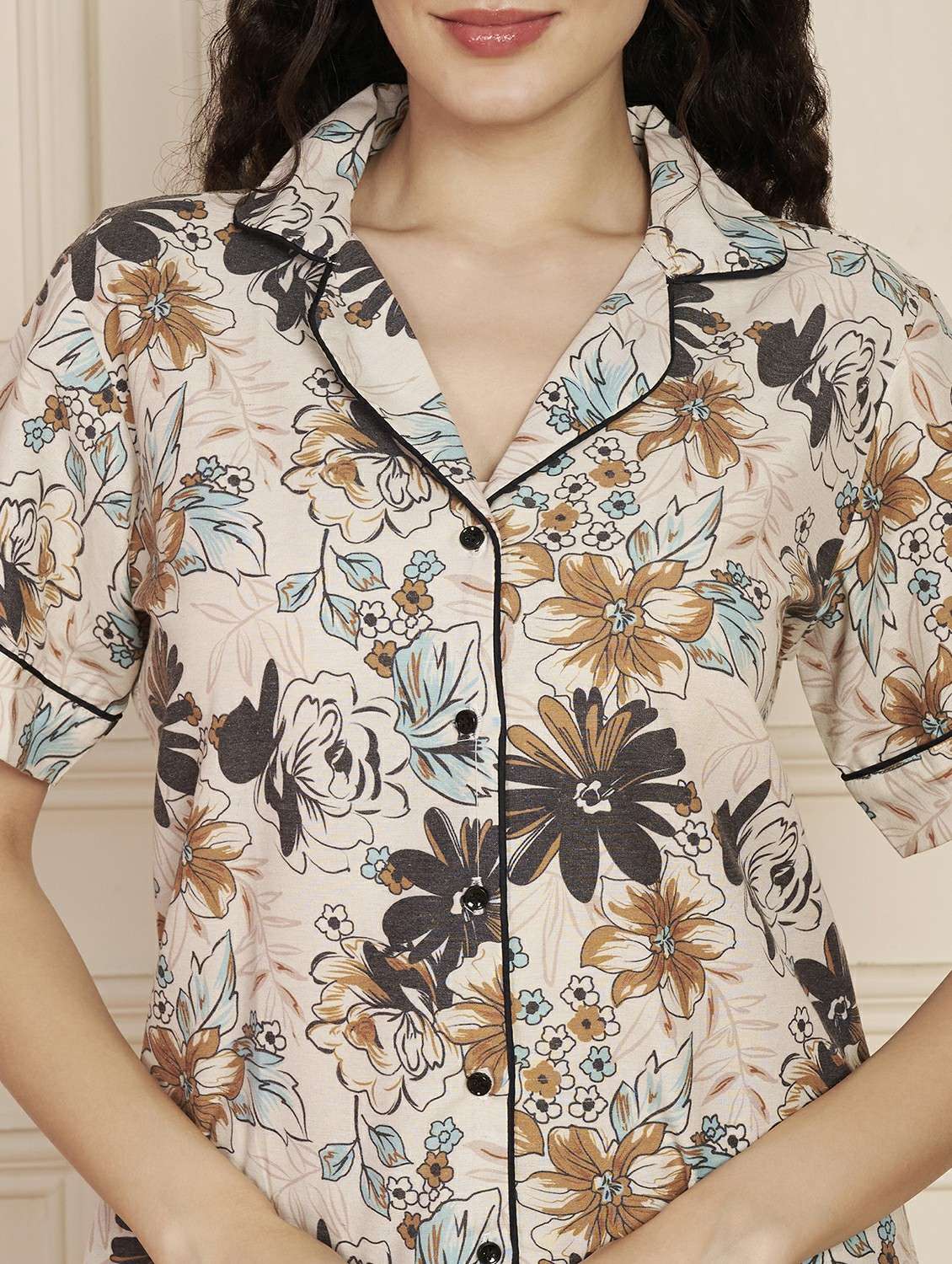 women printed nightwear pyjama set - 22141311 -  Standard Image - 6