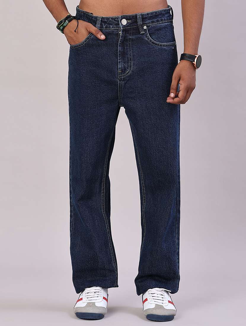 men plain mid rise full length jean