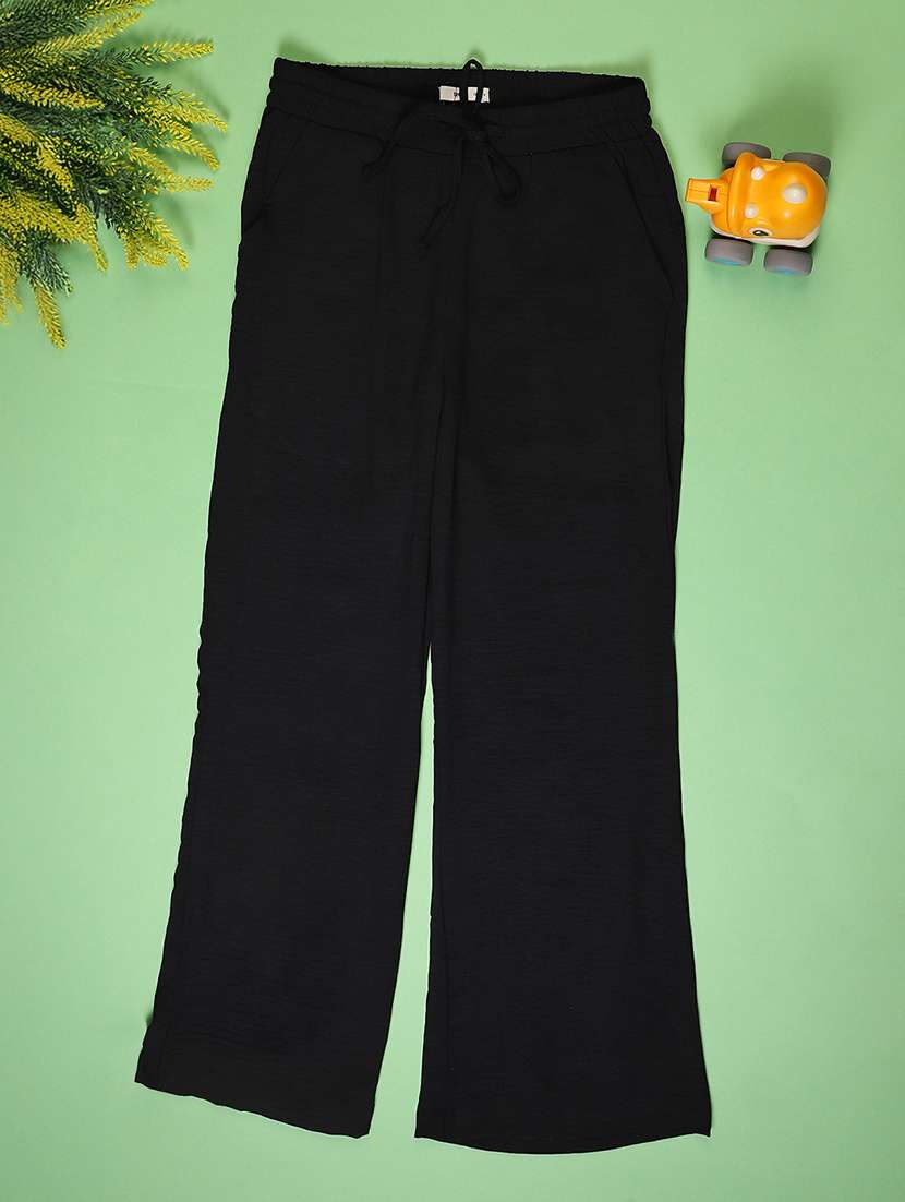 girls solid mid rise chinos trouser - 22141323 -  Standard Image - 1