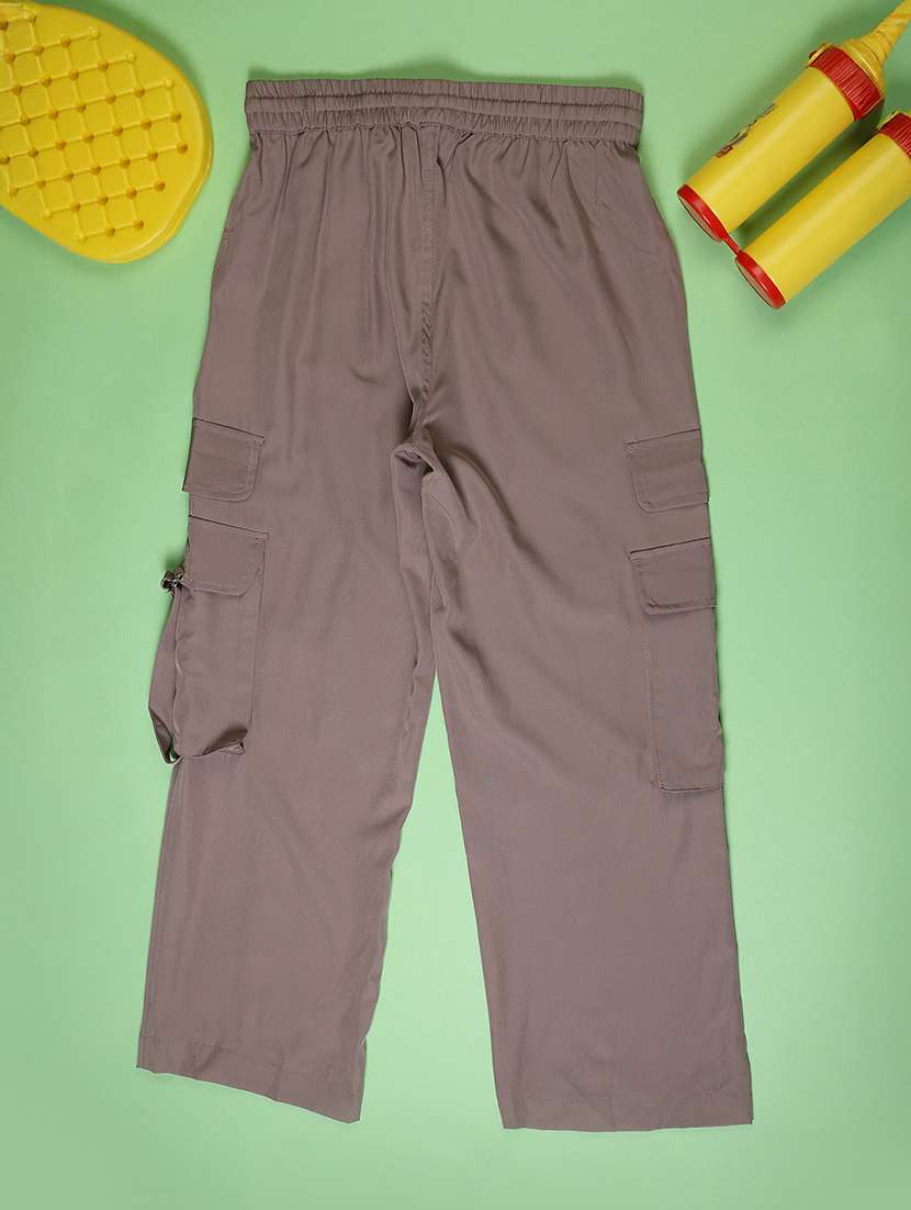 girls solid mid rise cargo - 22141324 - Standard Image - 1
