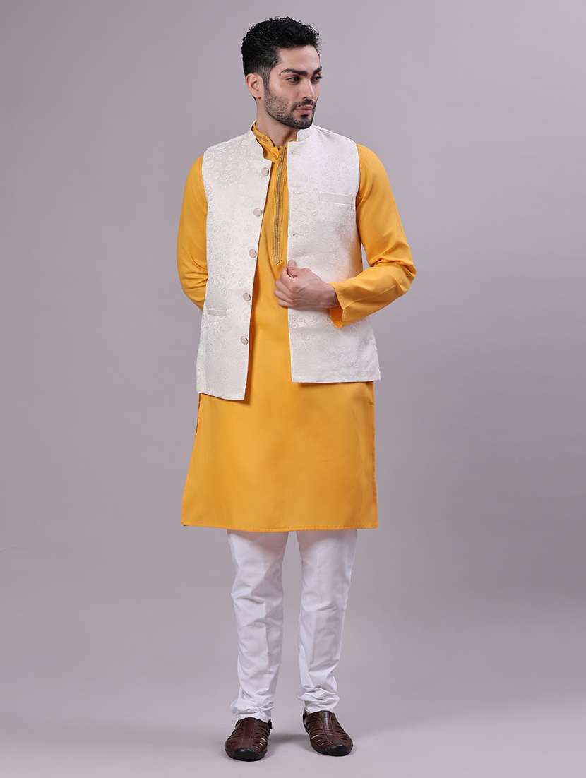 men self design mandarin neck regular fit nehru jacket - 22141351 -  Standard Image - 4