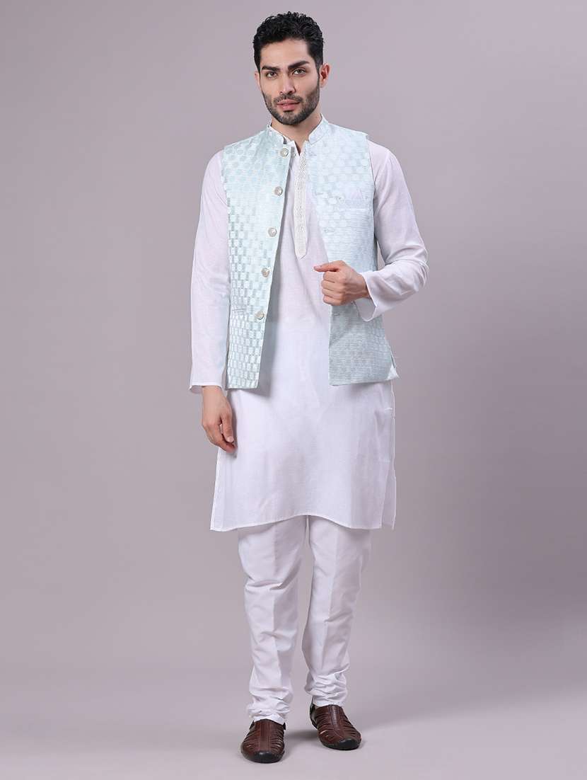 men self design mandarin neck regular fit nehru jacket - 22141353 -  Standard Image - 4