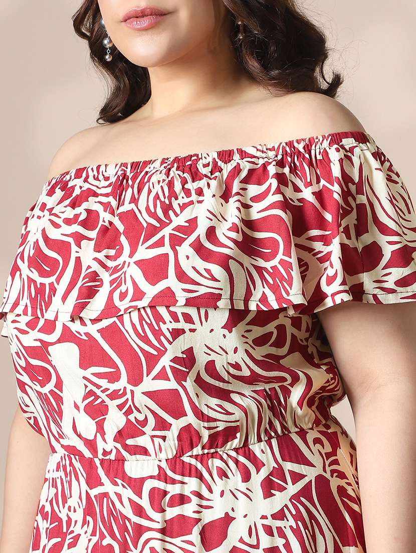 women plus size printed off shoulder dress - 22141362 - Standard Image - 4