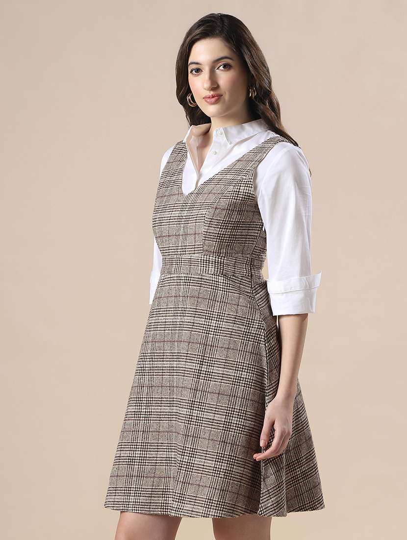 women checkered sleeveless a-line dress - 22141402 -  Standard Image - 1