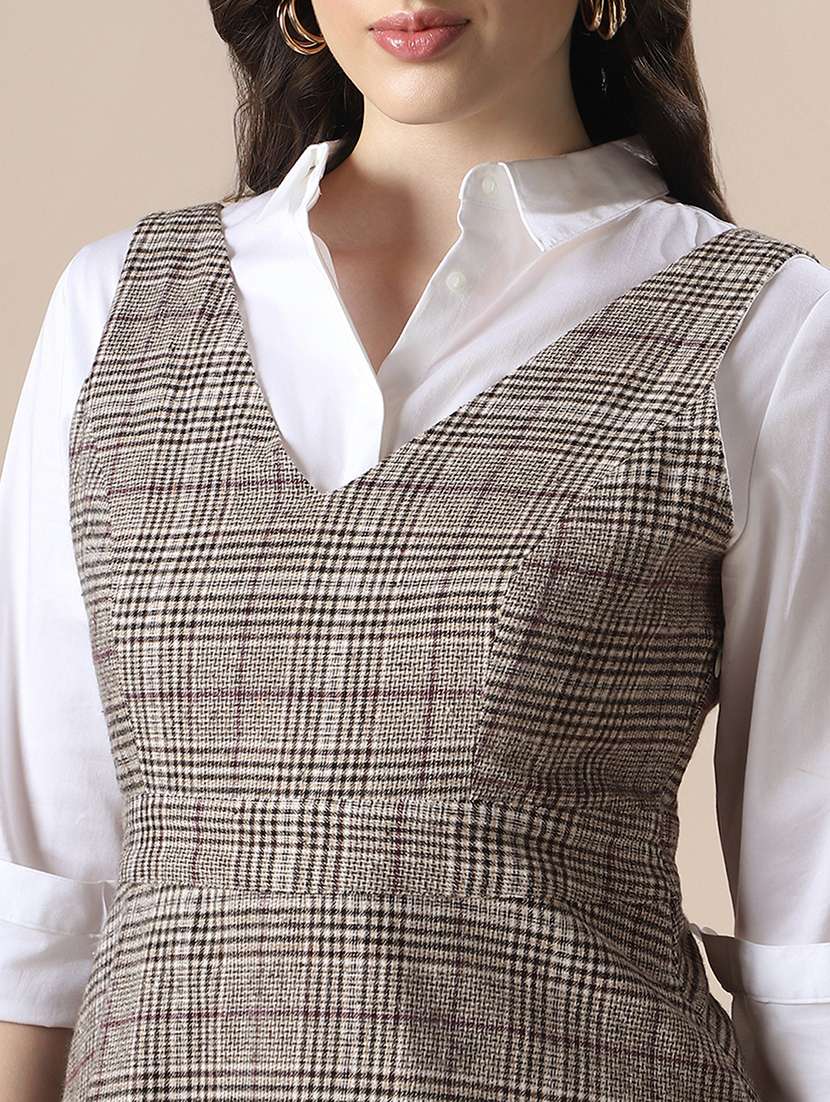 women checkered sleeveless a-line dress - 22141402 - Standard Image - 4