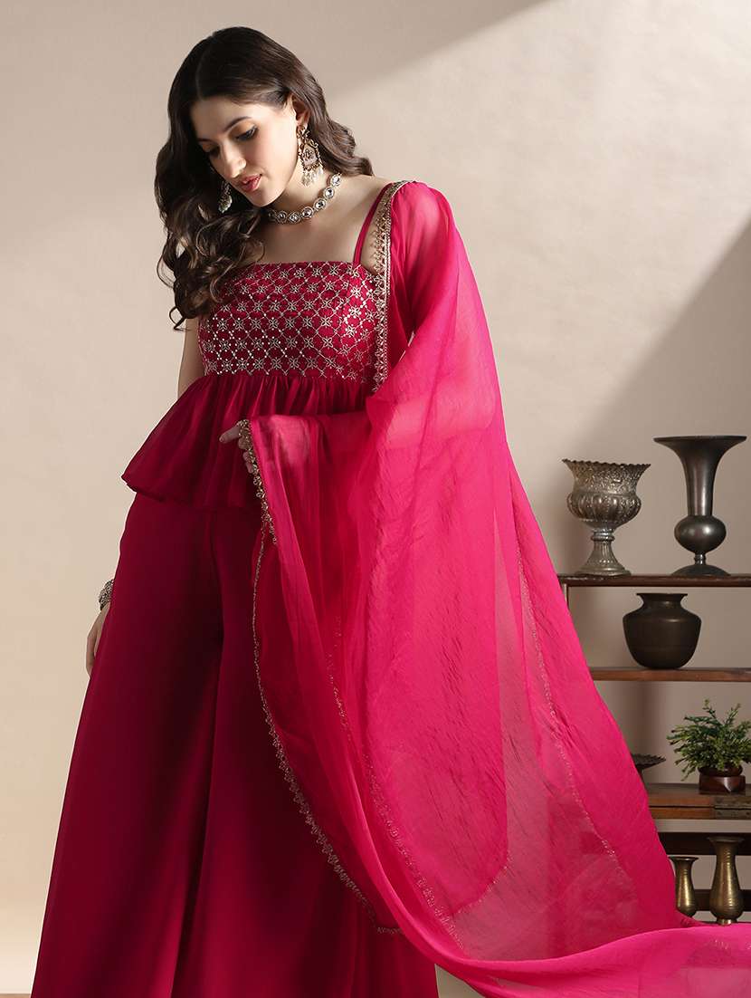 women solid with work sleeveless fusion set - 22141427 -  Standard Image - 1