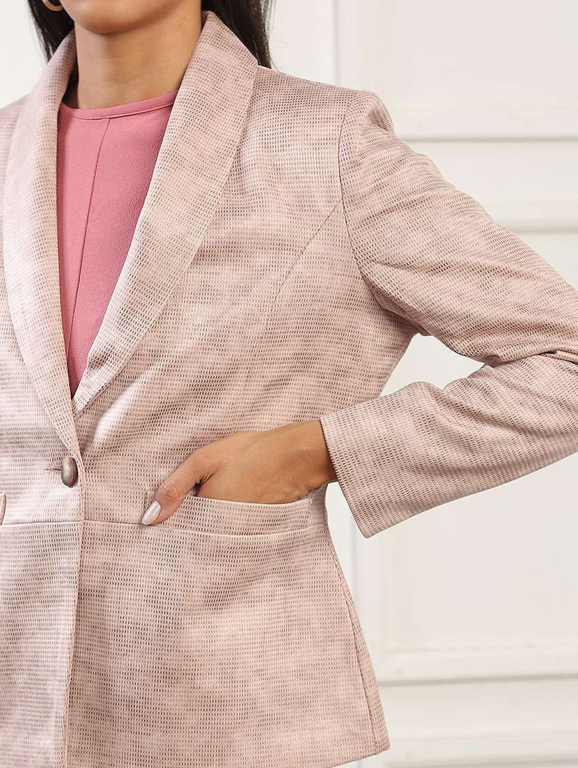 globus women pink shawl collar long sleeves self design 2 pockets winterwear overcoat - 22141450 -  Standard Image - 4