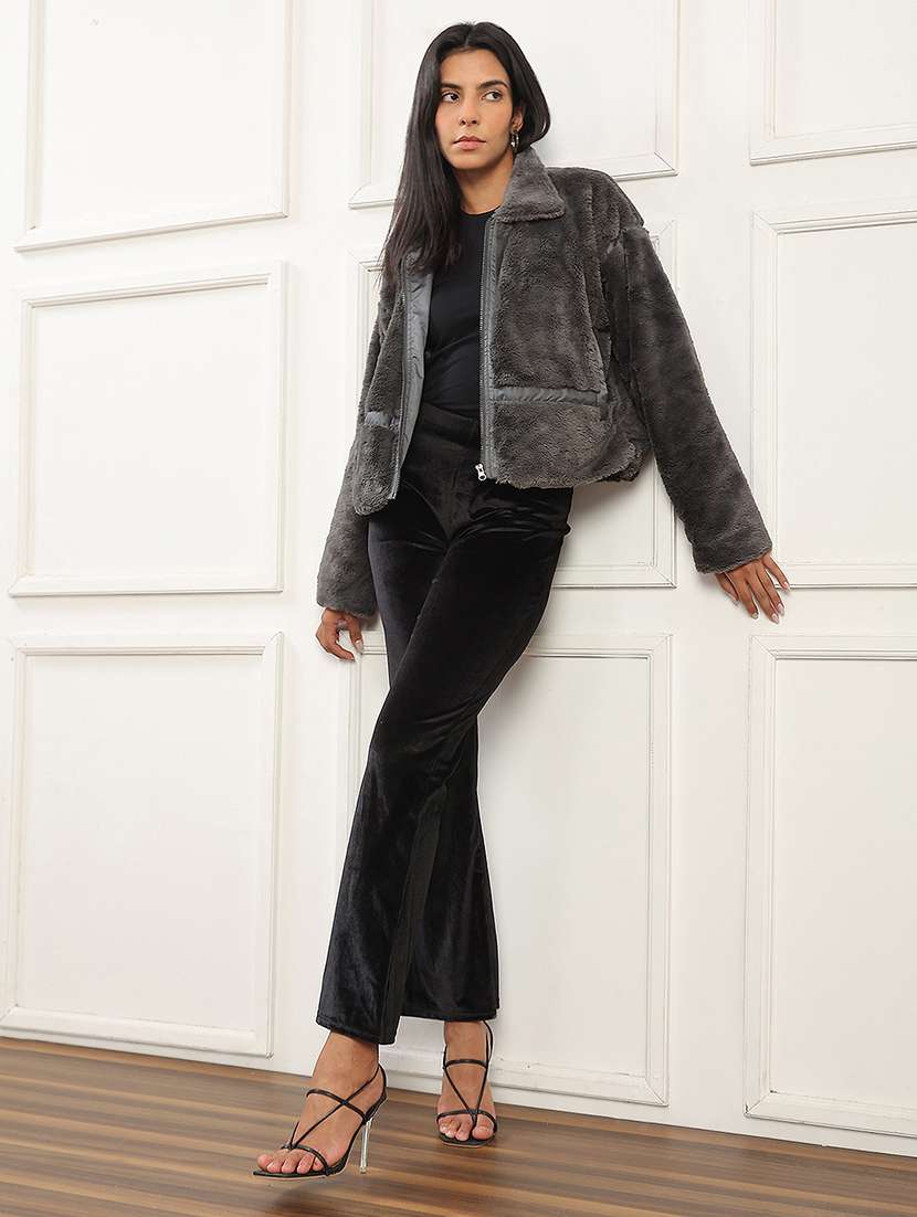women solid long sleeve faux fur oversized jacket - 22141452 - Standard Image - 4