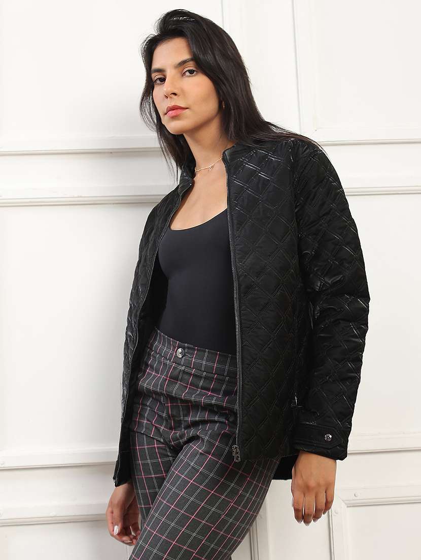 women solid long sleeve hooded quilted jacket - 22141463 -  Standard Image - 1