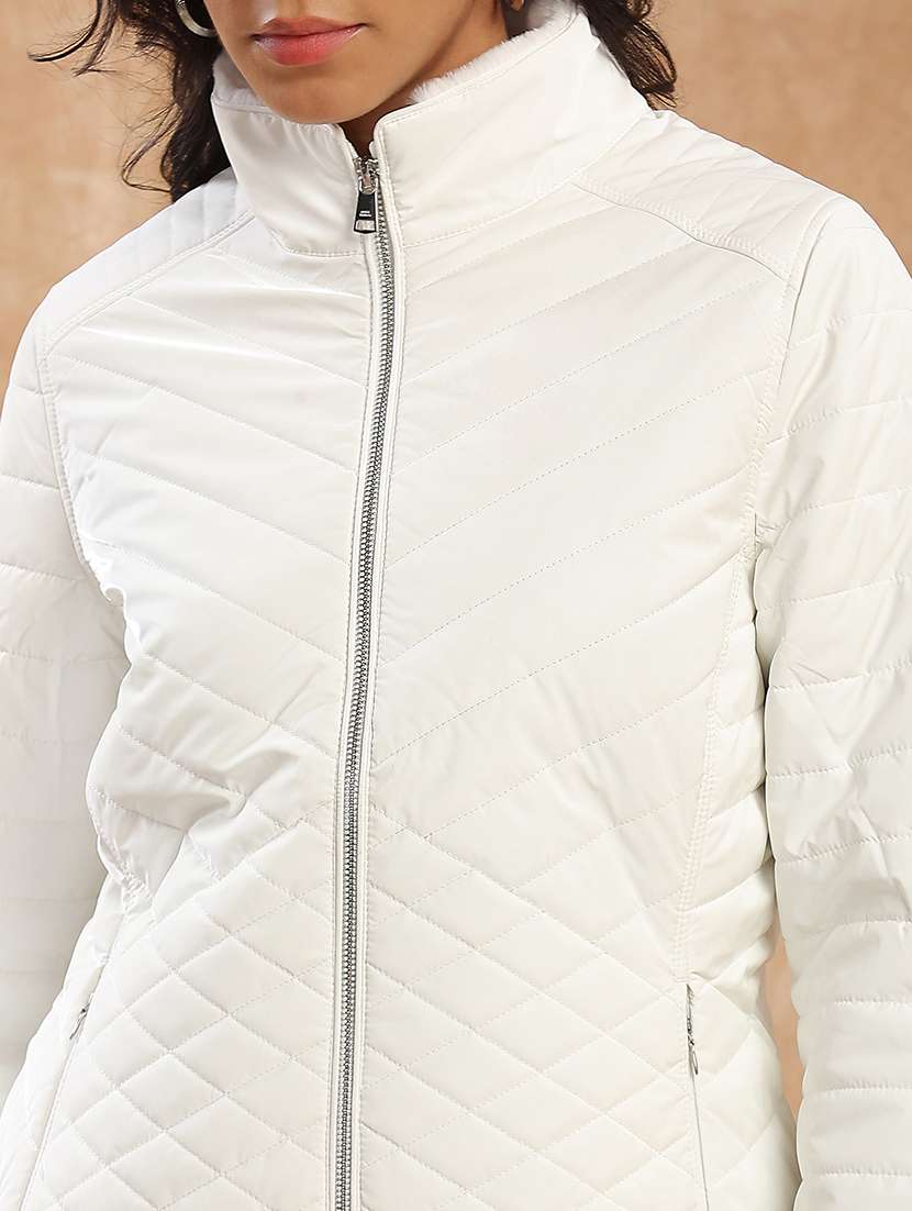 women solid long sleeve quilted jacket - 22141464 - Standard Image - 4