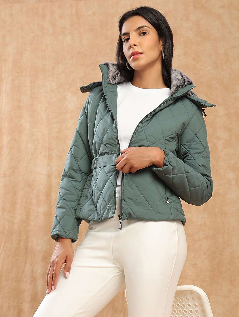 women solid long sleeve quilted jacket - 22141465 -  Standard Image - 1