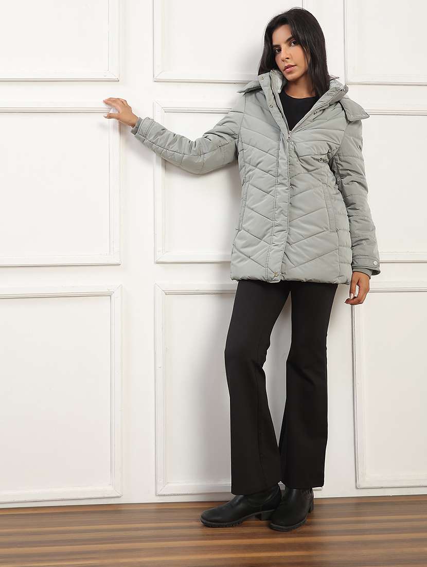 women solid long sleeve quilted jacket - 22141467 - Standard Image - 4