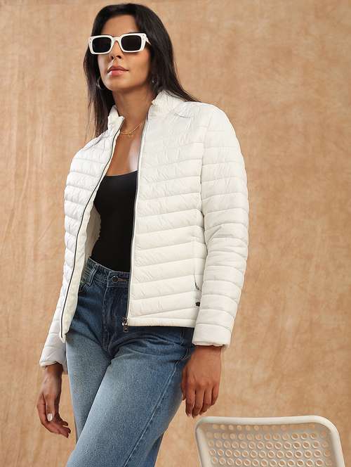 women solid long sleeve quilted jacket - 22141468 - Standard Image - 0
