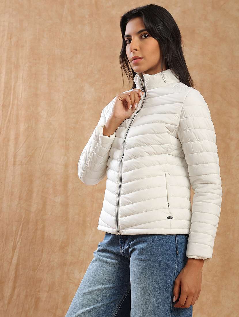 women solid long sleeve quilted jacket - 22141468 -  Standard Image - 1