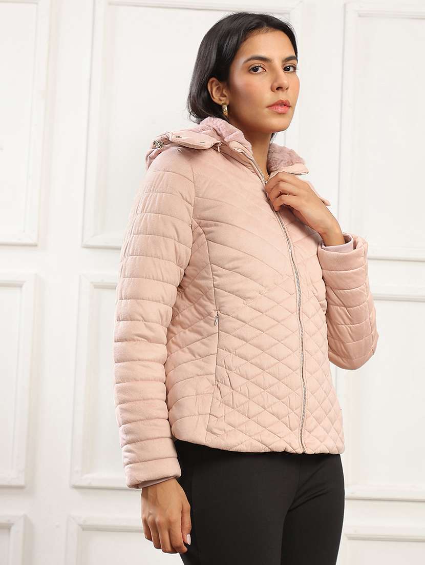 women solid long sleeve quilted jacket - 22141470 -  Standard Image - 1
