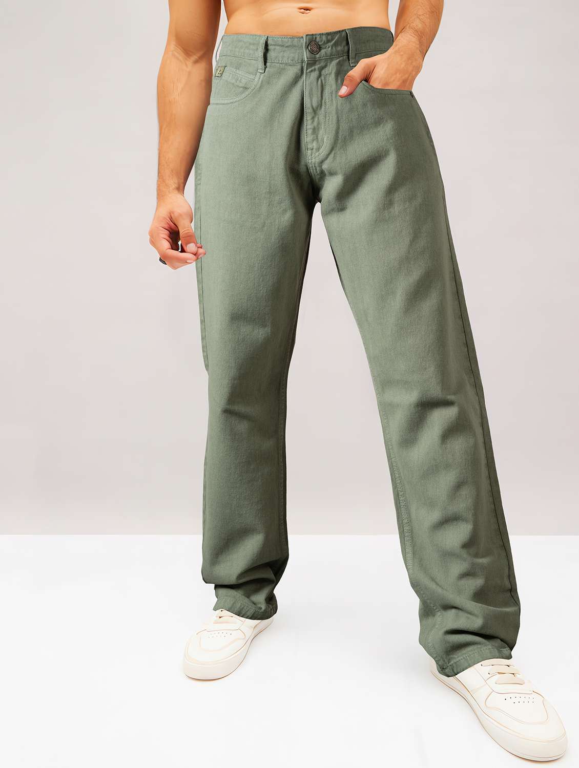 men plain mid rise full length jean