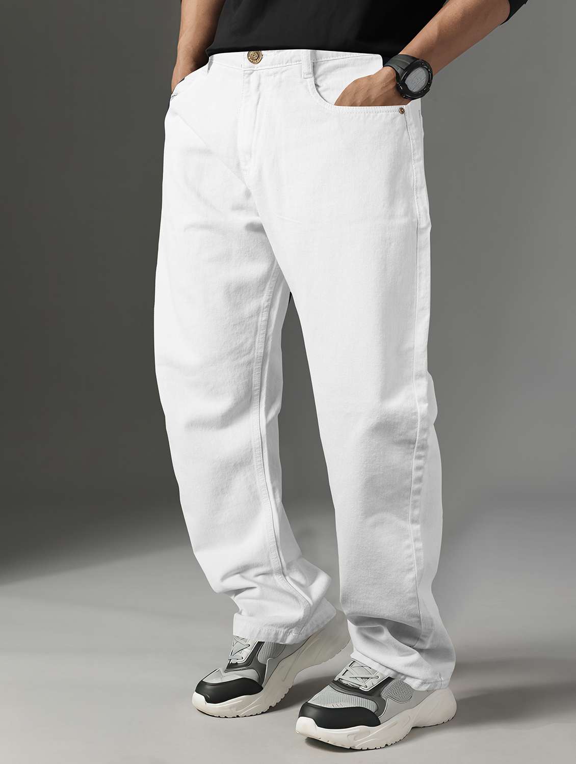 men plain mid rise full length jean - 22141601 - Standard Image - 1