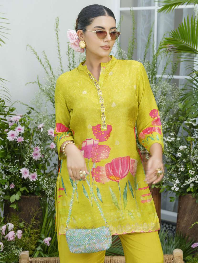 women floral three quarter sleeve ethnic co-ord set - 22141632 - Standard Image - 4