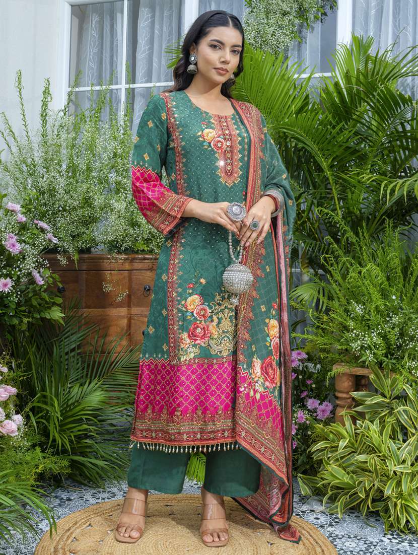 women printed long sleeve kurta pant with dupatta set - 22141634 -  Standard Image - 1