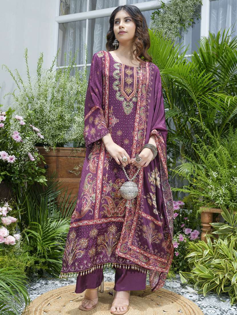 women printed long sleeve kurta pant with dupatta set - 22141635 - Standard Image - 1