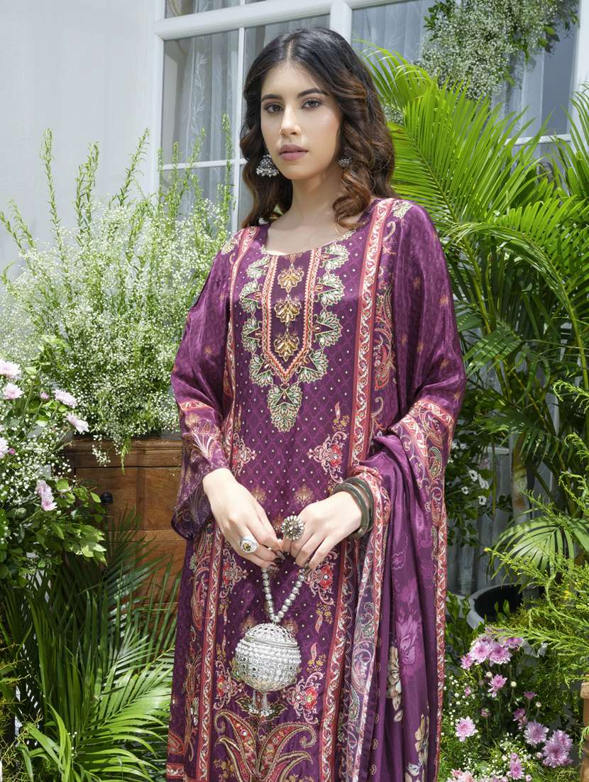 women printed long sleeve kurta pant with dupatta set - 22141635 - Standard Image - 4