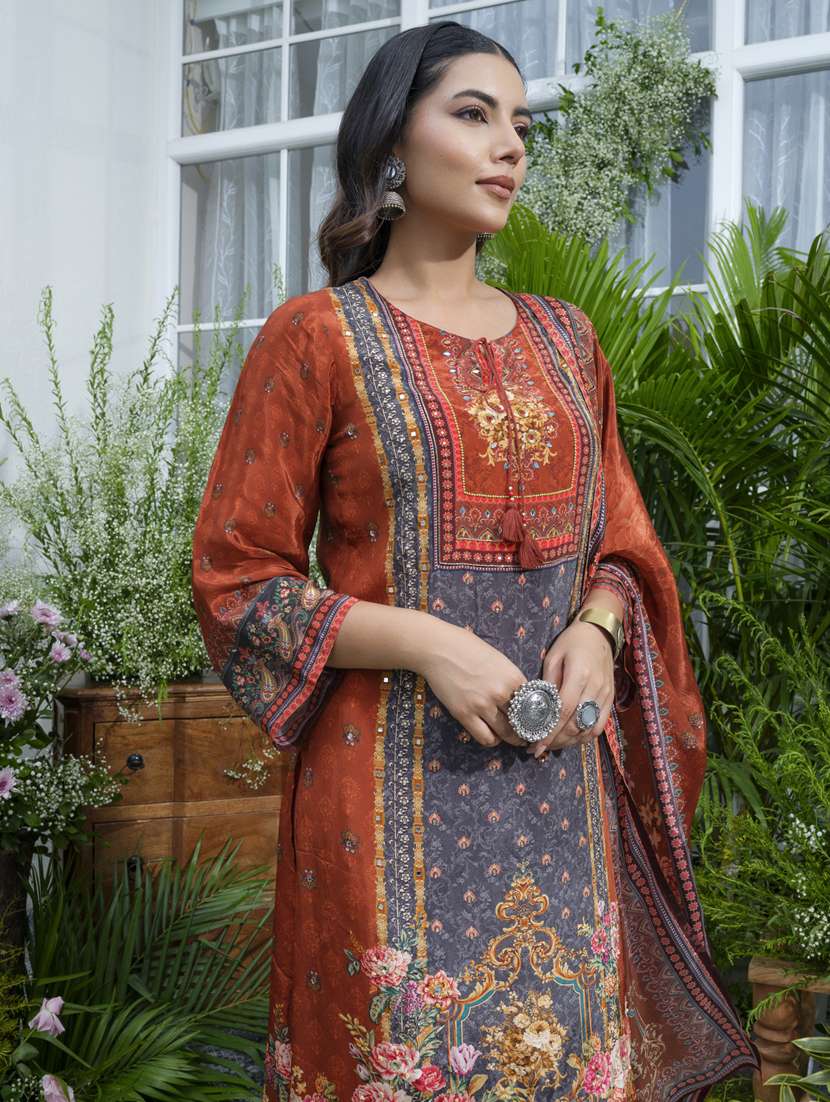 women printed long sleeve kurta pant with dupatta set - 22141636 -  Standard Image - 4