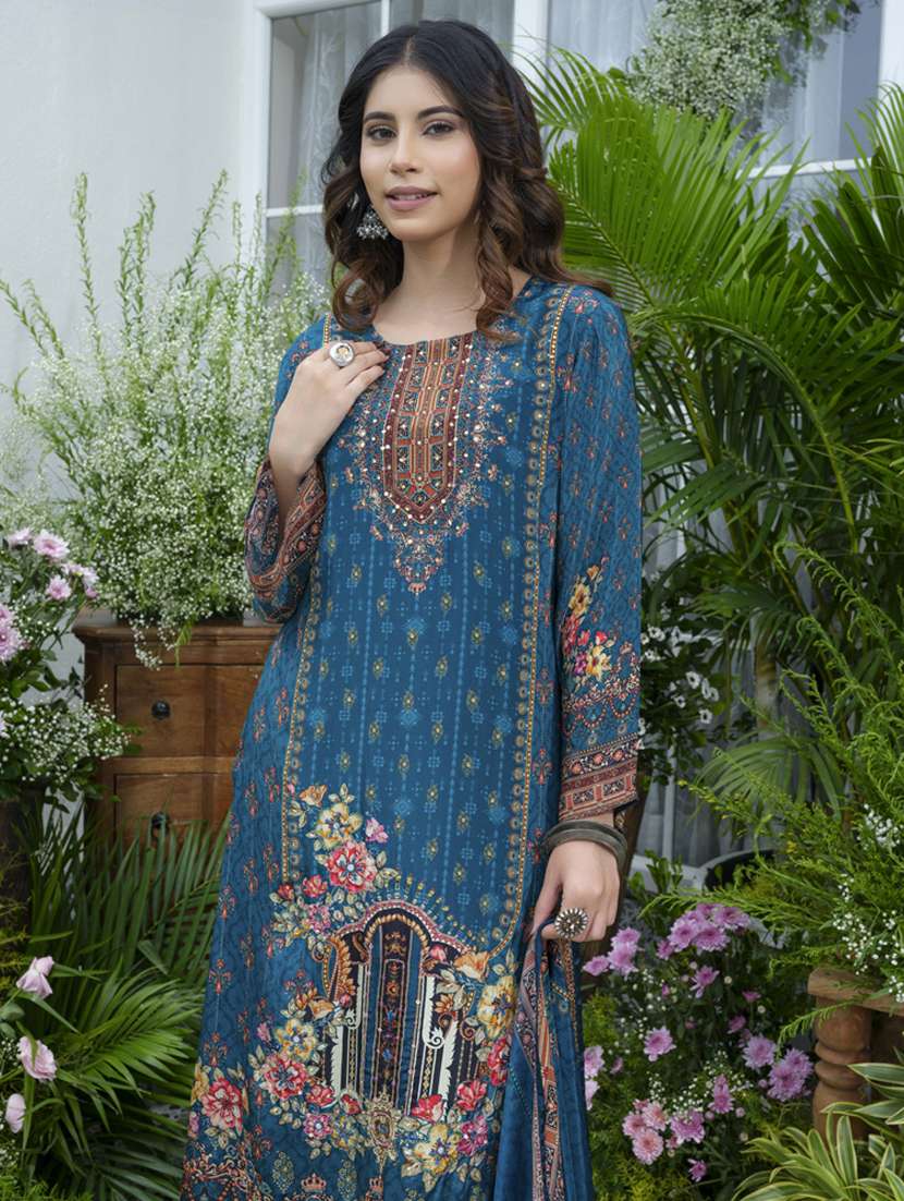 women printed long sleeve kurta pant with dupatta set - 22141637 -  Standard Image - 4