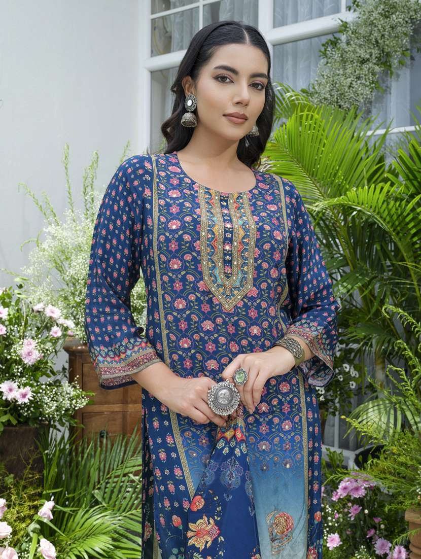 women printed long sleeve kurta pant with dupatta set - 22141638 -  Standard Image - 4