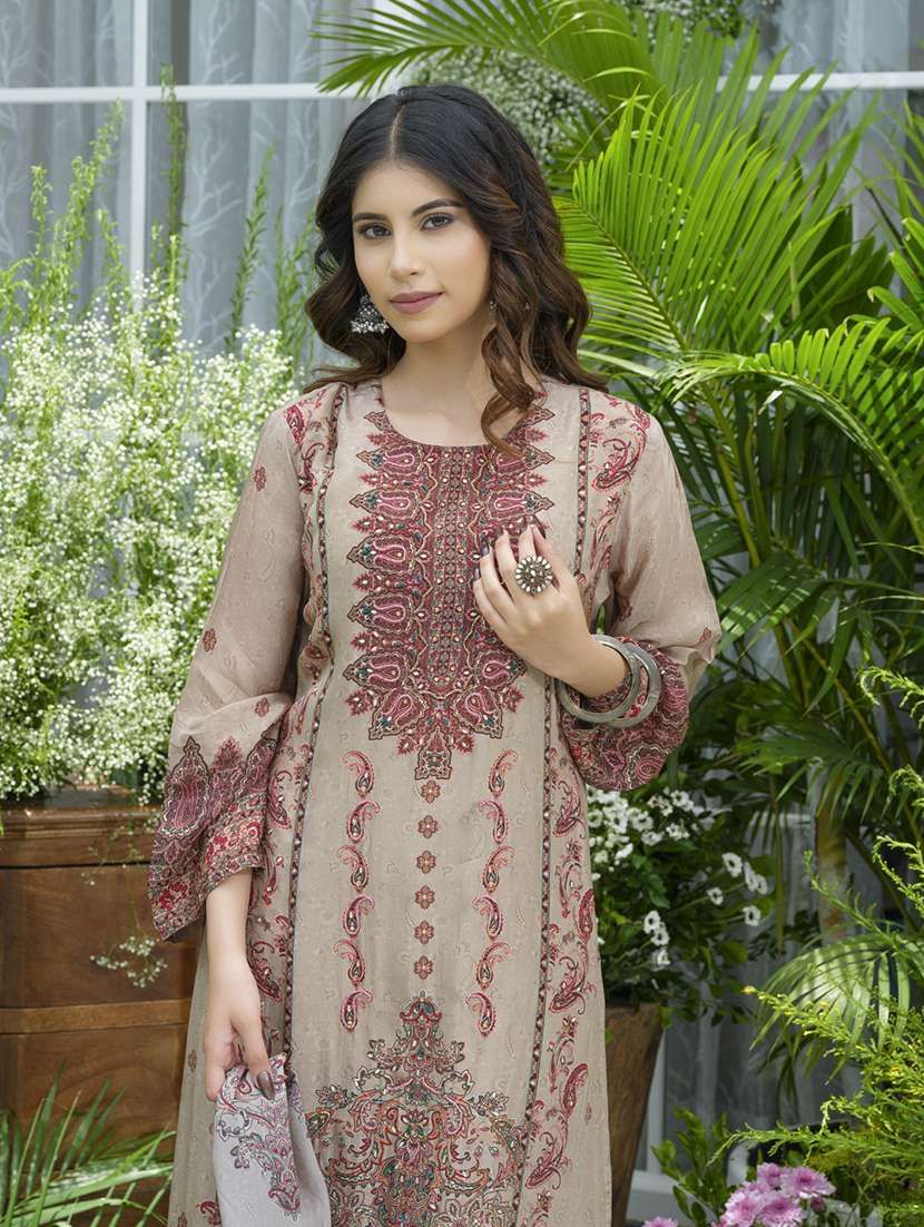 women printed long sleeve kurta pant with dupatta set - 22141639 -  Standard Image - 1