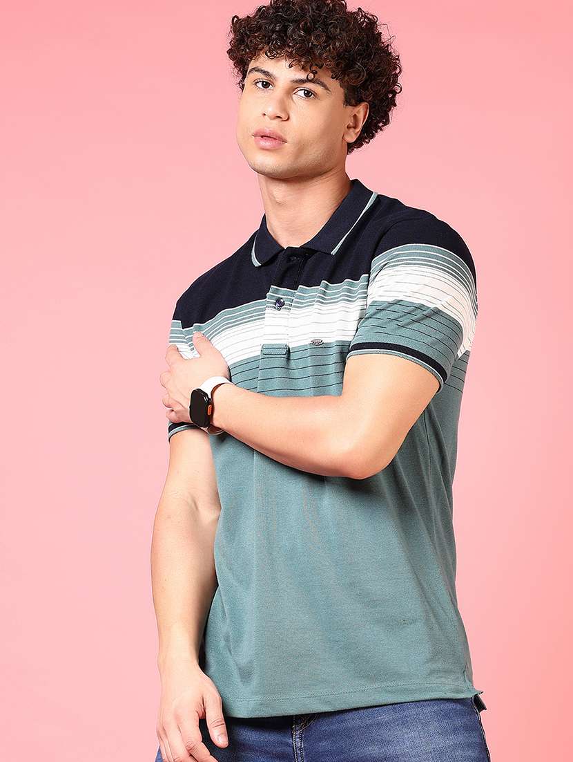 men striped short sleeve regular fit polo t-shirt - 22141924 -  Standard Image - 1