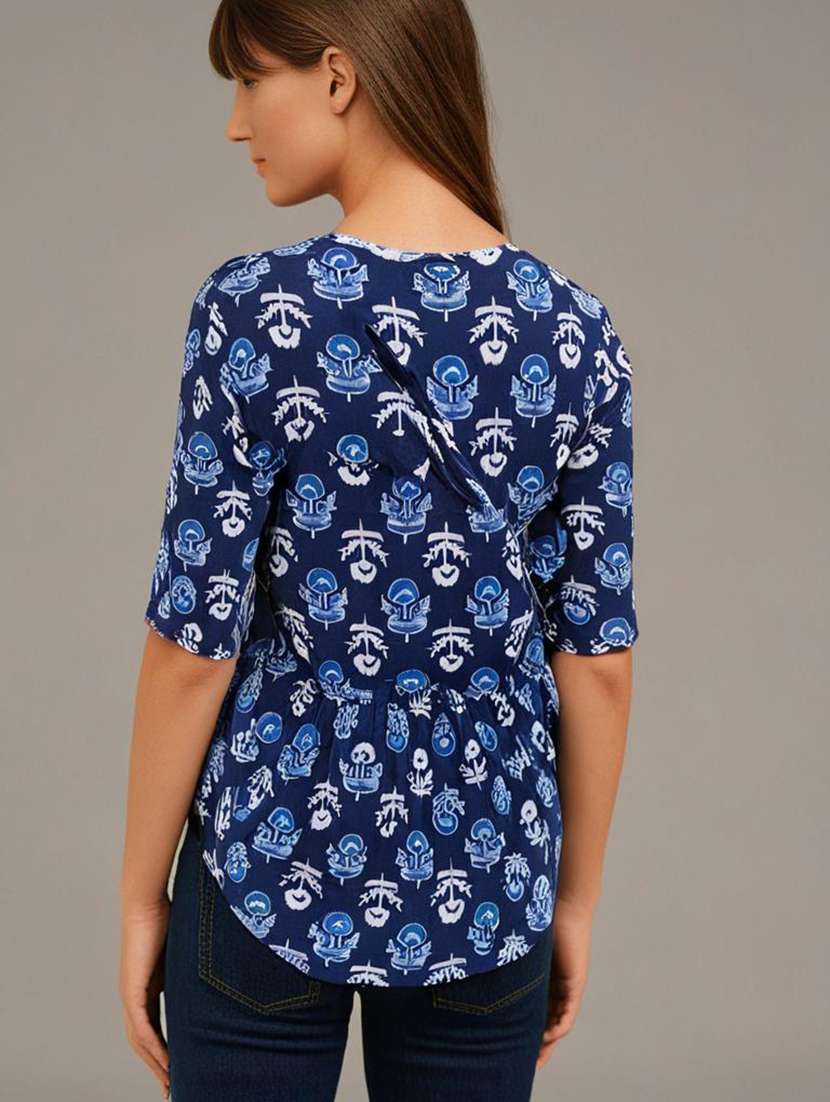 women printed v neck a-line ethnic top - 22141944 -  Standard Image - 4