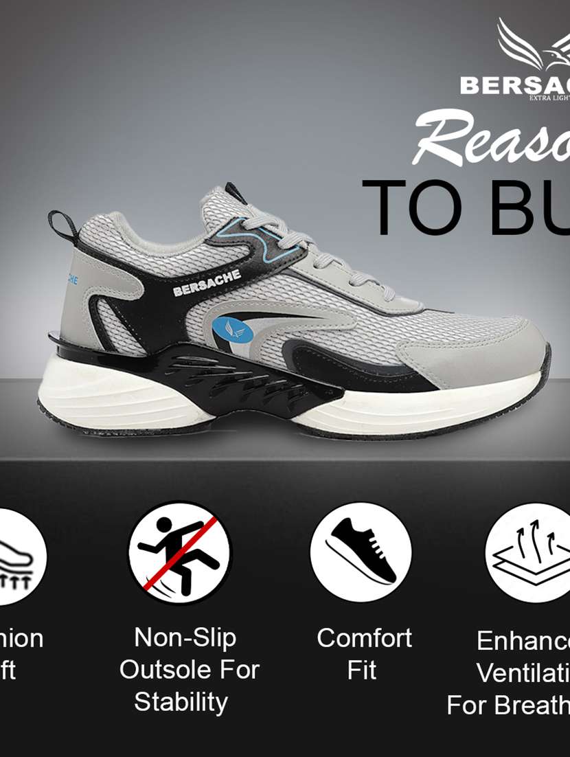men grey lace up sport shoe - 22141970 - Standard Image - 1