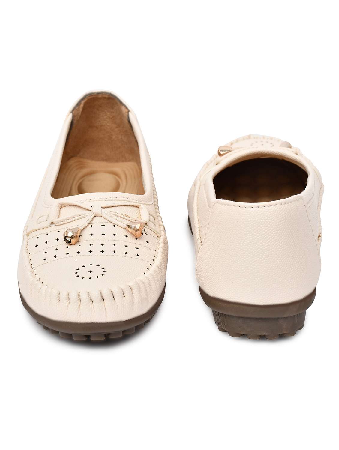 women cream slip on ballerina - 22141994 - Standard Image - 4